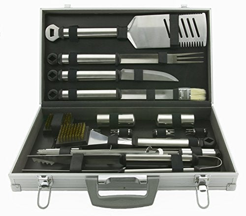 Mr. Bar-B-Q 02066x Silver Prestige 21-Piece Tool Set In Case