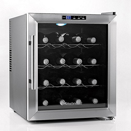 Wine Enthusiast 272 02 17 Silent 16 Bottle Touchscreen Wine Cooler, Stainless Steel