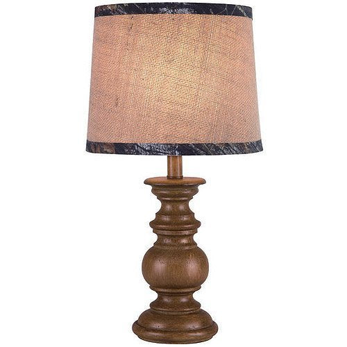 Home Mossy Oak Turned Wood-Look Accent Lamp w/ Shade, decorative burlap shade by Haas Outdoors, Inc.