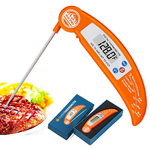 RISEPRO Instant Thermometer, Digital Instant Read Cooking Thermometer Foldable with BBQ Internal Temperature Chart For Kitchen Meat Beef Poultry EN301