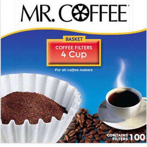 Mr. Coffee Basket Coffee Filters, 4 Cup,  White Paper, 100-Count Boxes (Pack of 12)