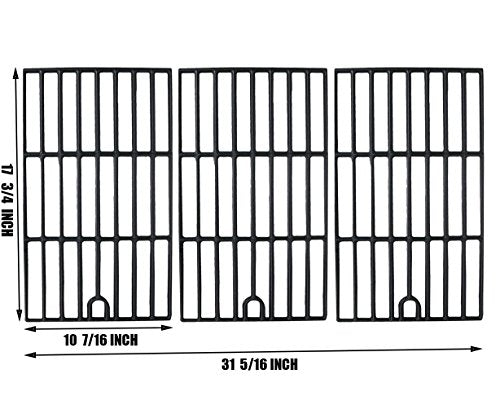 Matte Cast Iron Cooking Grid Replacement for Select Master Forge 3218LTN and Perfect Flame SLG2007D Gas Grill Models, Set of 3