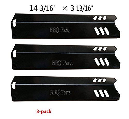 Hongso PPA581 (3-pack) Porcelain Steel Heat Plate, Heat Shield, Heat Tent, Burner Cover Replacement for Uniflame GBC1030W, GBC1030WRS, GBC1030WRS-C, GBC1134W, GBC1134WRS Model Grills (14 3/16