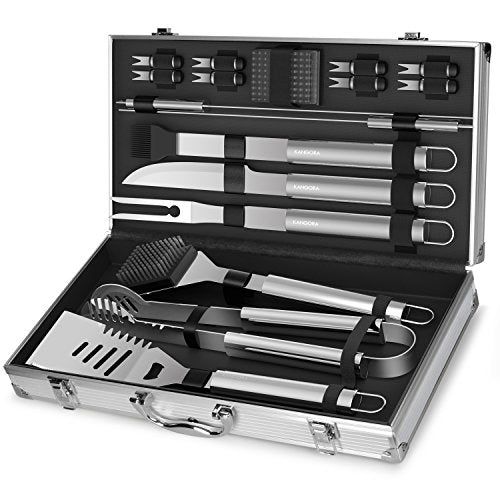BBQ Grill Tools Set Barbecue Accessories by KANGORA - Complete Stainless Steel Outdoor Grilling Kit