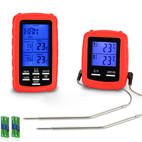 EAAGD Wireless Remote Digital Cooking Meat Thermometer with 4 Probe,for Grilling Oven Kitchen Smoker BBQ Grill Thermometer with 4pcs AAA Battery