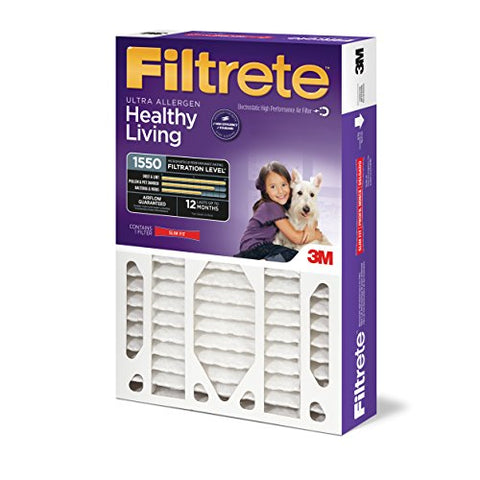 Filtrete Healthy Living Ultra Allergen Deep Pleat Filter, MPR 1550, 20-Inch x 20-Inch x 4-Inch (4-3/8-Inch Depth), 4-Pack