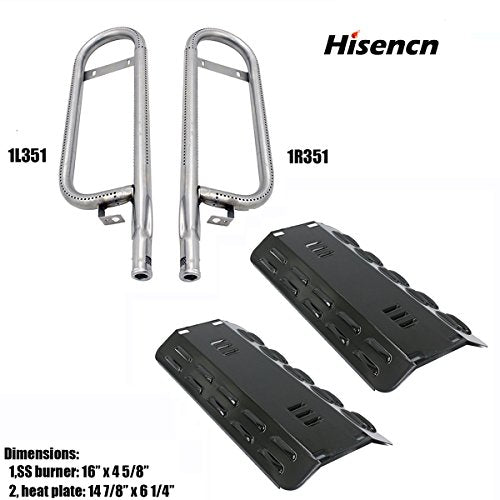 Hisencn Replacement Porcelain Steel Heat Plates& SS Burner for Gas Grill Model Dyna-Glo DGP350NP,101-03005