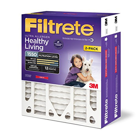 Filtrete Healthy Living Ultra Allergen Deep Pleat Filter, MPR 1550, 20-Inch x 20-Inch x 4-Inch (4-3/8-Inch Depth), 4-Pack