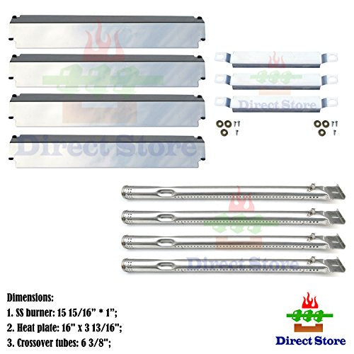 Direct store Parts Kit DG245 Replacement Charbroil 463247310,463257010 Gas Grill Burner,Crossover Tubes,Heat Shield-4 pack (SS Burner + SS Carry-over tubes + SS Heat Plate)