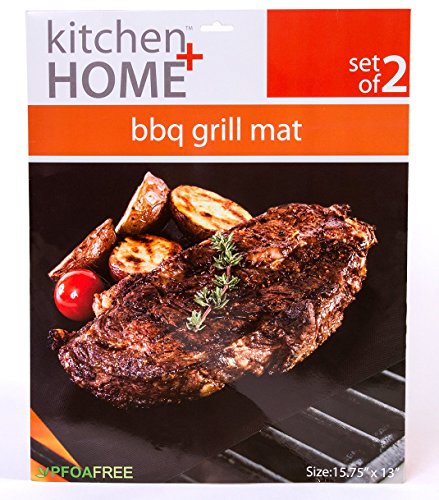 Kitchen + Home 15.75x13-Inch Non-stick, Extra Thick, Reusable BBQ Grill Mats (Set of  2)