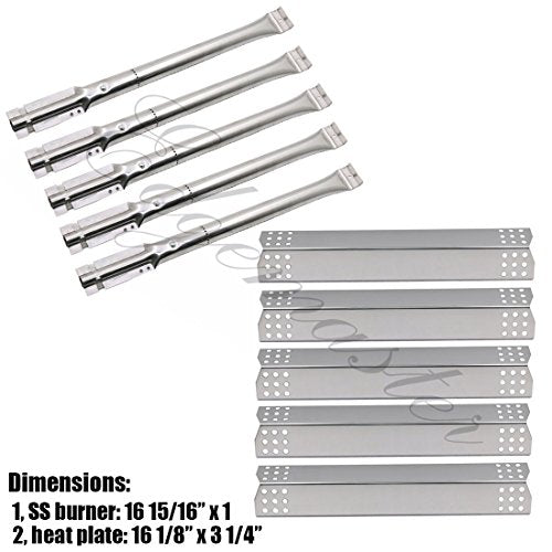 Edgemaster 5Pack Repair KIT Gas Stainless Steel Burner, Stainless Steel Heat Plate Heat Shield Replacement For Select Jenn-Air 720-0709 720-0709B 720-0727 kitchen aid 720-0709c Gas Grill Models