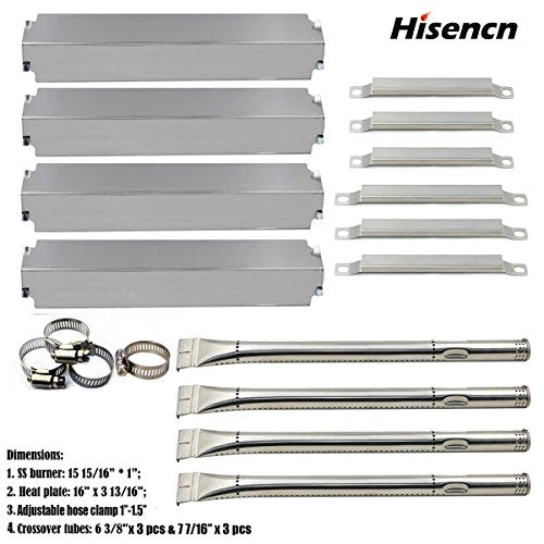 Hisencn Replacement Grill Burner Heat Plate & Crossover tube For Charbroil Commercial Series 4 Burner Gas Grill BBQ