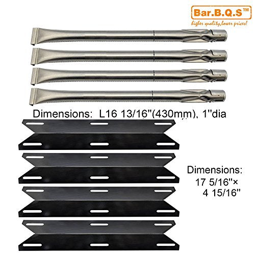 Bar.b.q.s 4 Pack Stainless Steel Burner and Porcelain Steel heat plate Relacement Parts For Permasteel Model,Charmglow Models: 720-0304,Nexgrill Models: 720-0304 and Other Gas Grill Models