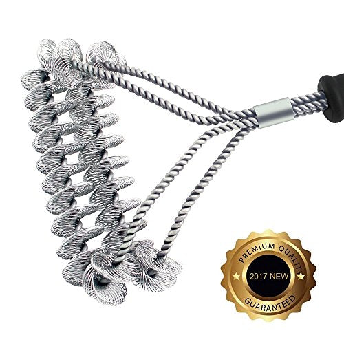 Grill Brush Bristle Free - 18" BBQ Brush - 100% Safe Stainless Steel Cleaning Kit Perfect For Weber,Gas, Electric, Porcelain & Infrared Grills