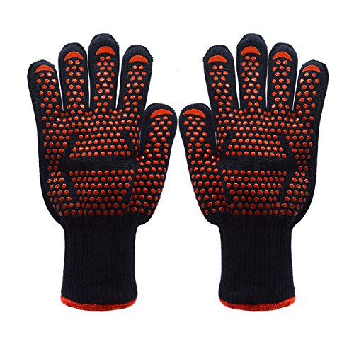 Barbecue Gloves Mit Pot Holder Gloves,Cut Resistant Grill Accessories Garden BBQ Grilling Cooking Gloves Welding Gloves Baking Oven Mitts,1 Pair