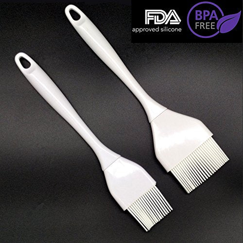 Silicone Pastry Brushes - Grill Basting Brushes, Set of 2 Heat Resistant Basting Brush Set Elegantly Designed + Dishwasher Safe, Large + Small Sizes Perfect For Baking, Grilling, Basting & Marinating