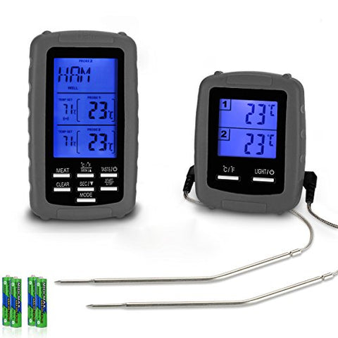 EAAGD Wireless Remote Digital Cooking Meat Thermometer with 4 Probe,for Grilling Oven Kitchen Smoker BBQ Grill Thermometer with 4pcs AAA Battery