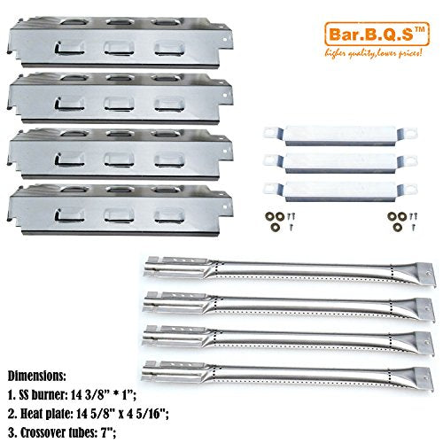 Bar.B.Q.S Replacement Charbroil 463420507,463420509, 463460708, 463460710 Gas Grill Stainless Steel Burners, Carryover Tubes, Stainless Steel Heat Plates